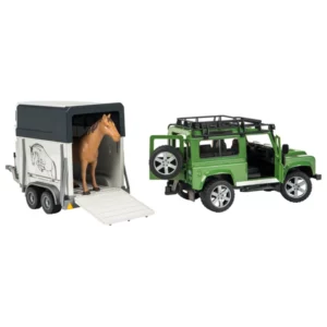 Bruder 1:16 Land Rover Defender Station Wagon With Horse Box