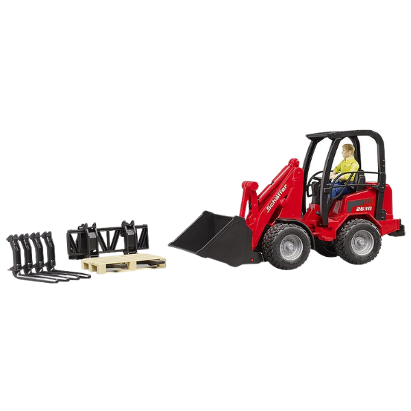 Bruder 1:16 Schaeffer Compact Loader with Figure and Accessories - Image 4